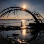 Vista panoramica del lago di Bolsena con l'isola Bisentina sullo sfondo in una giornata di sole.